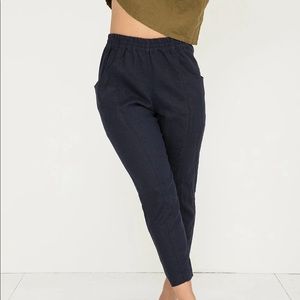 Elizabeth Suzann Clyde work pant navy linen 2-R